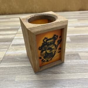 VTG 70s Koala Bear Candle Holder Wood Glass Three Bears Dallas Texas - 2S613